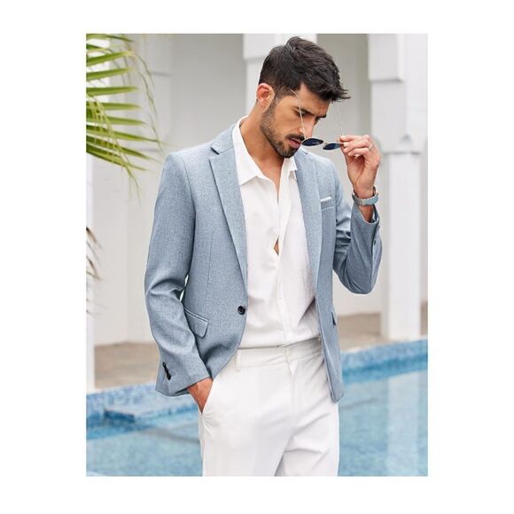 COOFANDY Men's Blazer Casual Sport Coats Slim Fit One Button Suit Jacket - Picture 6 of 16